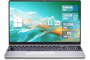 Insoluxia Ordenador Portátil 15.6 Pulgadas, Windows 11 PC Portátil 16GB DDR4 512GB SSD, Laptop con Celeron N95 Procesador, IPS HD Pantalla, USB3.0/BT5.0/2.4G+5G WiFi, Batería 5000mWh