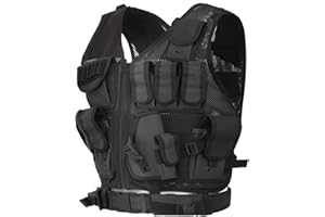 Lixada Tactical Gilet Regolabile Traspirante Airsoft Gilet per Caccia, Pesca, Army Fans, CS Gioco di Guerra, Gioco di Sopravvivenza, Combat Training