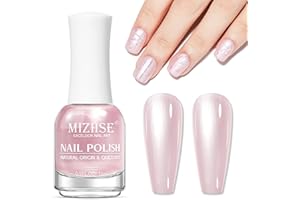 MIZHSE Vernis à ongles rose avec brillance nacrée, pailleté, rose nacré, à séchage rapide, à base d'huile, sans lampe UV, pour design d'ongles DIY à la maison, le salon, sans TPO et HEMA, 15 ml, 1