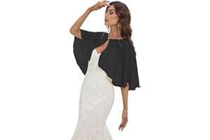 Keivvsh Capelets for women Chiffon Cape Shawls and Wraps for Evening Dress Wedding Capes Cover Up