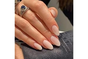 Ceboic 24 Piezas Nude Uñas Postizas Almendra Medianas, Francesas Degradado Rosa Blanco Press on Nails Naturales Adhesivas Uñas, Acrílicas Cubierta Completa Uñas Falsas 12 Tamaños para Mujeres y Niñas