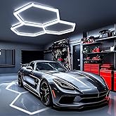 DIKHEE 128W 6500K Garage Ceiling Light LED Hexagon Honeycomb Deformable Dly Hexagon Garage Garage for Garage Workshop Warehou