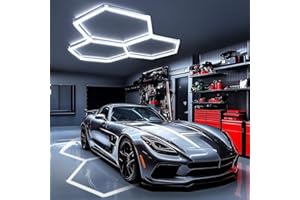 DIKHEE Luminaire de Garage à LED en nid d'abeille 3-Hex, 128W 6500K Plafonnier d'Atelier LED Déformable DlY Hexagon Garage Lumière pour Atelier, Entrepôt, Sous-Sol, Salle de Sport