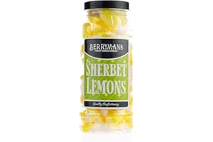 Original Sherbet Lemons Retro Sweets Gift Jar by Berrymans Sweet Shop - Classic Sweets, Traditional Taste.