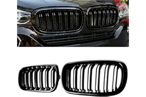 Gangying F15 Calandre de rechange avant pour BMW X5 Series F15 X6 Series F16 X5M F85 X6M F86 2013–2019 Noir Brillant Double latte