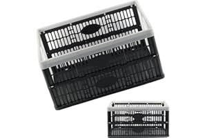 WE SEARCH YOU SAVE Fold Flat Crate - 32L Plastic Folding Stackable Storage Box (Pack of 5)