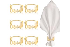SANCUANYI serviettenringe Gold 6 Stück Bismillah Letter Metall Serviettenring Set,Tischdekoration für Hochzeiten, Geburtstage,Ramadan, Bankett