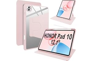 Lemxiee Coque pour Honor Pad 10 12.1" Case avec Porte styleto & Béquille Rotatif,Cuir PU + Acrylique Transparent