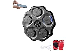 VICYOL S&D Máquina de Entrenamiento de Boxeo Musical. Equipo de Boxeo para Pared con LED, Guantes de Boxeo, Bluetooth y Luces al Ritmo de la Música. Maquina de Boxeo para Niños/Adultos. (9 modos, 43x43 cm)