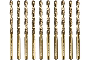SALI Cobalt Drill Bit Set 10Pcs 6mm M35 High Speed Steel Jobber Drill Bit Kit (HSS) Twist Drill Bits for Hardened Metal, Stainless Steel, Cast Iron, Wood and Plastic, with Index Storage Case