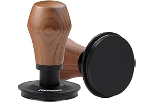 Normcore Prensador de café V4.1 de 53.3 mm con retroalimentación de sonido de clic, se adapta al portafiltro Breville Sage de 54 mm, prensador con resorte con base plana, mango de nogal americano