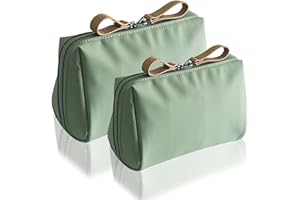 SXCCNW Nylon Kosmetiktasche, 2 Stück Tragbare Reise Make Up Tasche, Handtasche Kosmetiktasche wasserdichte Schminktasche Reise Kulturbeutel mit Fächern Für Familie, Schminktisch, Reisen, Geschäft Grün