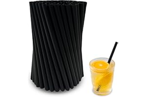 FloraVigo 100 Stück wiederverwendbare Strohhalme – 15 x 0,8 cm große Plastik-Strohhalme für Cocktails, Kaffee, Getränke und Partys
