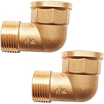 Gomito In Ottone G1/2 Femmina Per Tubo Flessibile - Raccordo A Innesto Spinato, Diametri 8-16 Mm, DEWIN - 3