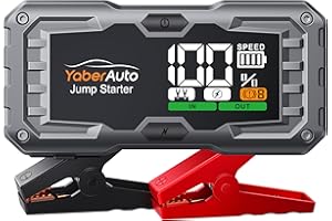 YABERAUTO Avviatore Batteria Auto, 6000A Avviatore Emergenza per Auto (10.0L Gas/9.0L Diesel), Starter Batteria Portatile Booster Avviamento Moto con Ricarica Rapida USB 18W,Uscita DC 160W,Luci 450Lumen