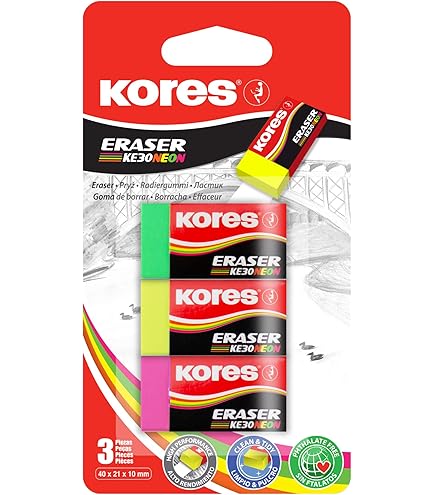 Staedtler - Blister 3 Gommes Fluos Assorties Sans Latex 526F C35