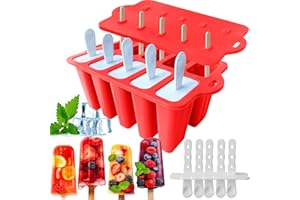 JDH SILICONE Silicone Ice Moulds, 10 Ice Lolly Moulds, Silicone Popsicle Moulds, Easy to Release, BPA-Free Ice Pop Maker for Children and Adults