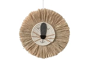 Gidenfly Woven Animal Head Pendant, Wall Art Animal Head Hand Knitted Hangings, Cartoon Tassel Beard Lion Macrame Pendant Nursery Room Wall Hangings for Home Office Decor