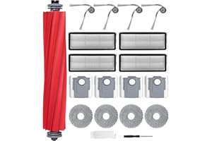 APZOVO Accessoires de Rechange pour Roborock QV 35A / QV 35S, 1 Brosse Principale, 4 Sacs à Poussière, 4 Hepa Filtre, 4 Serpillière, 4 Brosse Latérale