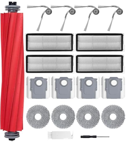 Kit d'accessoires pour aspirateur robot Roborock Qrevo S/Qrevo Pro, 1 brosse principale, 6 sacs à poussière, 4 brosses latérales, 4 filtres HEPA, 4 chiffons-serpillères, outil de nettoyage, pièces de