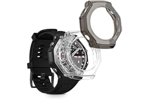 kwmobile Etui kompatybilne z Huami Amazfit T-Rex 3 obudowa - 2x silikonowa ramka ekranu do trackera fitness - przezroczysta-czarna