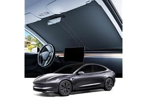 REEVAA 2025 Tesla Model 3 Highland Sunshade Windshield [Tailored Fit, 100% Sun Protection] Excellent Foldable and Easy-Use Sunshade Accessories with Storage Bag Fit Model 3 2016-2025, Silver Coating