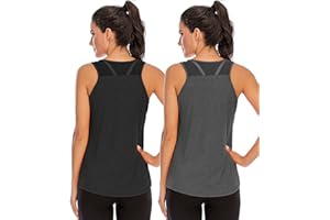 Nekosi Women's Workout Gym Tank Tops Yoga Sports Vest Loose Fit Sleeveless Mesh Backless Running Activewear