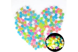 Qoosea 200 Stück Leuchtstein Leuchtende Steine, Leuchtende Kieselsteine, Die im Dunkeln Leuchten, Fluoreszierende Dekorationssteine für Gartengehwege, Aquarien, Parkverzierungen (Bunt)