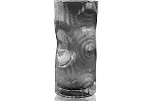 TEMPFOO Vaso Fiori Decorativo da Interno, Vasi Vetro Decorativi in Grande Alto Nero Grigio - Soprammobili Moderni, Centrotavola Moderno Design per Decorazioni Casa, Idee Regalo Donna Uomo Compleanno