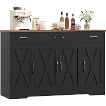 Buffet Cuisine/Salon 91×40×82 Cm – Meuble Rangement 2 Portes 2 Tiroirs Blanc + Marron, Style Rustique Élégant