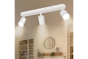 Ketom GU10 Faretti da Soffitto Orientabili Bianco, Plafoniera con 3 Faretti, Lampada da Soffitto Faretti con 3 Luci, Moderno Lampadario Faretti per Cucina, Soggiorno, Lampadina Non Inclusa