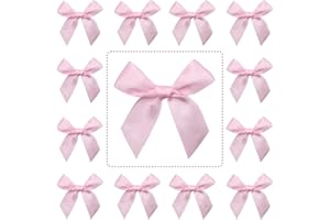 Jisrcha 60 Fiocchi, Fiocchetti Piccoli per Decorazioni, Fiocchetti per Bomboniere per Matrimoni, Confezioni Regalo, Artigianato, Compleanni, Decorazione di Sacchetti per Merenda, Regali Natale (Rosa)