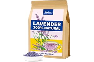 TeeLux Dried Lavender Flowers Tea, Edible Caffeine Free Herbal Tea 114g, Natural Fragrant Lavender Buds, Use for Drinking, Cooking, Baking, Essential Oil, Lavender Bags or Satchets
