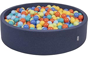 KiddyMoon Piscina De Bolas 120X30cm/200 Bolas Redondo Grande para Ninos,Hecha En La UE, Azul Marino:Verdeclr/Naran/Turqu/Azul/Bblue/Amaril