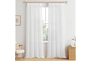 MRTREES Tende 2 Pezzi per interni Trasparenti in Voile Bianche con Fettuccia Moderne 140x260 CM Tenda Confezionate a Panello Tende Leggere a Caduta per Camera da Letto e Soggiorno Finestra