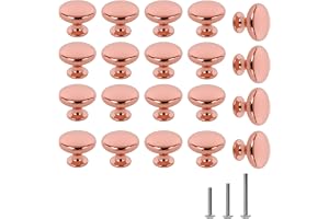 ShipeeKin 20x Polerad Krom Skåpknopp Rund Lådknopp Roséguld | Lådhandtag, byråknopp 30mm för möbler, byrådörr, garderob, kvin