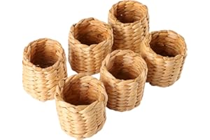 Belupai 6 Stück Gewebte Serviettenringe, Retro-Runde Rattan-Serviettenhalter, Boho-handgemachte Geflochtene Gras-Serviettenringe, Bulk für Hochzeitszeremonie, Weihnachtsfeier, Tischdekoration