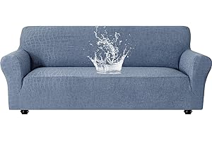 Ystyle Funda Sofa Impermeable 3 Plazas, Ajustables Fundas Sofa Elasticas, Universales Cubre Sofas Antiarañazos Gatos, Couch Cover Antideslizante Antimanchas, con Reposabrazos, Azul Gris
