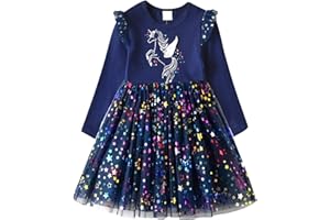 DXTON Mädchen Einhorn Kleider Prinzessin Kleid Party Geburtstag Ferien Baby Kleid Gr. 90-130