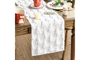 Artoid Mode - Runner da tavolo in morbido peluso e velluto con aspetto di pelliccia sintetica bianca, motivo albero di pino, decorazione per Natale, inverno, cucina, festa, 33x153 cm