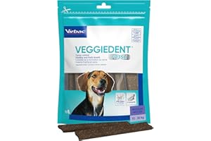VIRBAC VEGGIEDENT® FR3SH™ Snack Dental para Perros Medianos 10-30kg | Control de la Placa y Sarro | Aliento Fresco y Saludable con Tecnología FR3SH™ | Cuidado Dental Diario | 15 Unidades