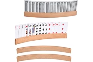 Yasmous Playing Cards Holders Set of 4Pcs Handsfree Poker Holder Curved Wooden Stands Card Organizer for Kids, Adults, Seniors for Bridge, Go Fish, Uno