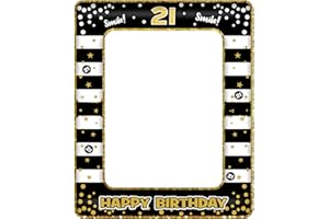 YAAVAAW 21st Birthday Photo Booth Props,Black Gold Inflatable Selfie Frame Picture Frame,Giant Inflatable Party Photo Booth Frame for Girls Boys 21st Birthday Party Decorations Supplies, Girls Boys Favor Gift