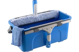 Mitclear Kit de Limpieza de Ventanas, 7 Piezas - Incluye Cubo de 12L, Escobilla de Silicona 35cm, Rasqueta 35cm, Paño de Microfibra, Limpiador de Ventanas Profesional para Ventanas y Cristales