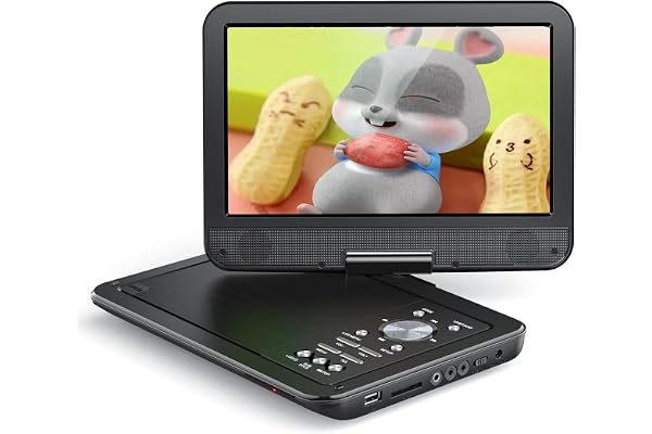 Yoton Lecteur DVD Portable 12,5" avec écran pivotant HD 10,5" pour Voiture et Enfants, avec Chargeur de Voiture, Prend en Charge 6 Heures de Batterie intégrée et synchronisation USB/Carte SD/TV, Noir