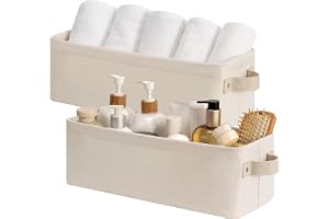 StorageWorks Smala förvaringslådor, 38 x 15 x 13 cm förvaringskorgar för garderobsorganisation, smala förvaringslådor och metallram, dekorativa hyllkorgar för badrum, beige, 2-pack