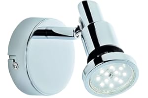 BRILONER Leuchten - Faretto a LED, lampada da parete, luce da bagno, lampada da bagno, IP44, faretto girevole e inclinabile, 1x GU10, 4 Watt, 400 Lumen, 3.000 kelvin, cromato, 80x106mm (DxH)