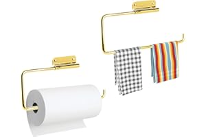 NEEZ Soporte para Toallas de Papel higiénico, dispensador de Rollo, Estante montado en la Pared Que Cabe en un Armario o Debajo del Armario (Latón)