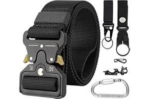 Simpeak Ceinture Homme Tactique, Ceintures de Travail en Nylon Robustes de Style Militaire avec Boucle en Métal à Dégagement Rapide, 3.8x 125 cm Réglable