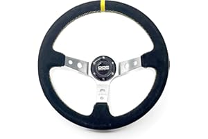 OCC MOTOR SPORT OCC MOTORSPORT OFFSET STEERING WHEEL TRACK MODEL ALCANTARA SILVER ARMS - 90 MM FULL DISH WHEEL - 350MM (14 INCH)